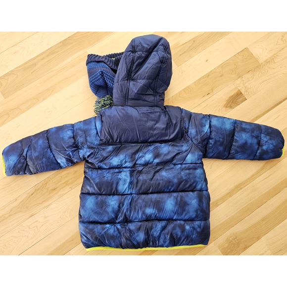 Snozu Boy's SZ 6 Hooded Long Sleeve Puffer Jacket with Beanie Royal Blue Zip Up - Picture 8 of 13